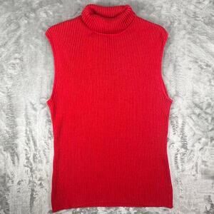 Chico’s Red Ribbed Turtleneck Sweater Tank